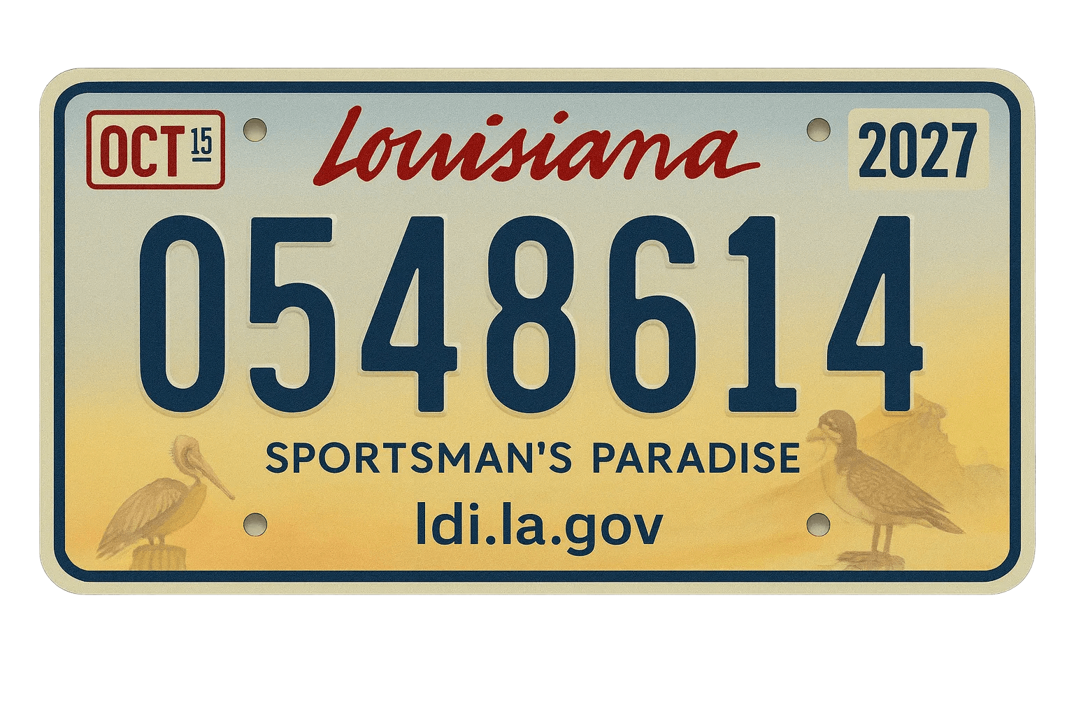 Louisiana license plate.